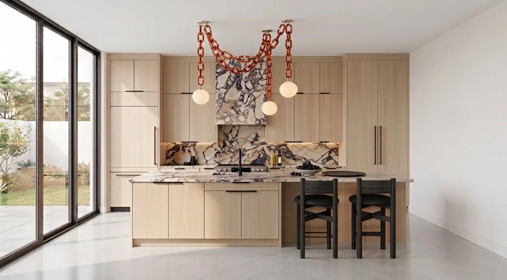 Photorealistic rendering of a reimagined kitchen